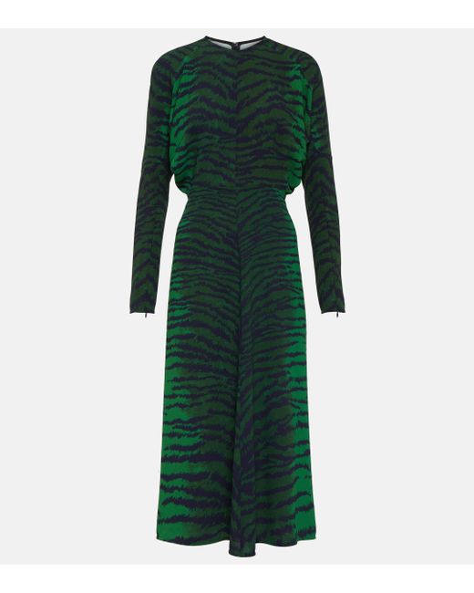 Robe midi imprimee Victoria Beckham en coloris Green