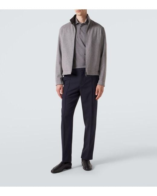 Zegna Gray Cotton Pique Polo Shirt for men
