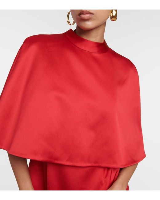 Carolina Herrera Red Caped Satin Gown