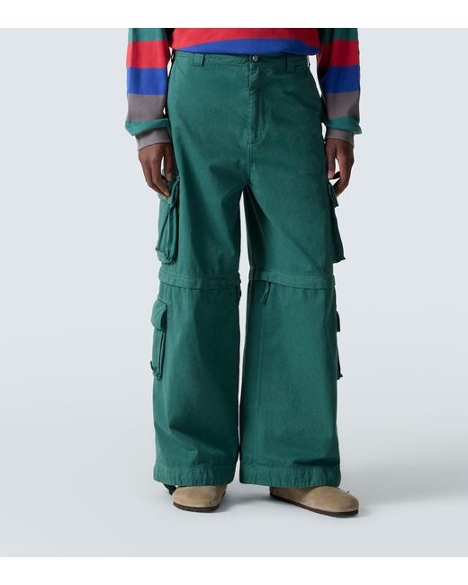 ERL Green High-Rise Cotton Cargo Pants for men