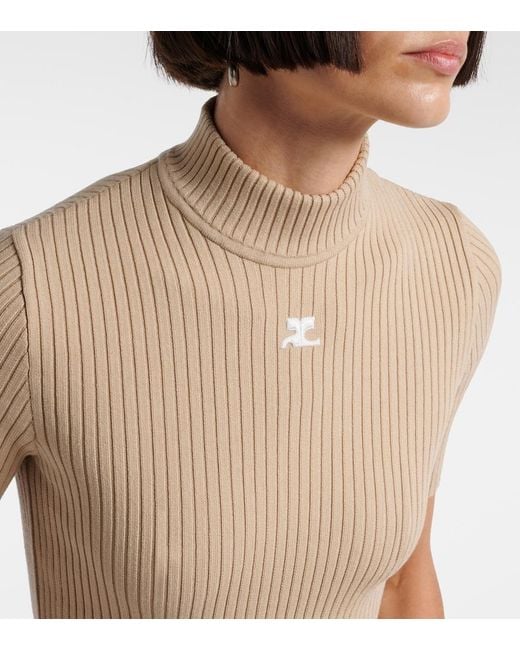 Courreges Natural Reedition Ribbed-Knit Top