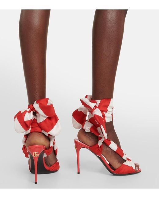 Dolce & Gabbana Red Portofino 105 Striped Sandals