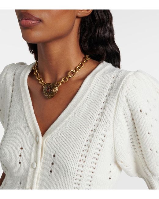 Chloé White Pointelle Wool And Cashmere Cardigan