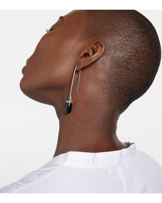 Sophie Buhai White Long Dripping Stone Sterling Silver Drop Earrings With Onyxes