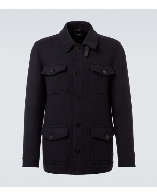 Tom Ford Blue Virgin Wool Coat for men