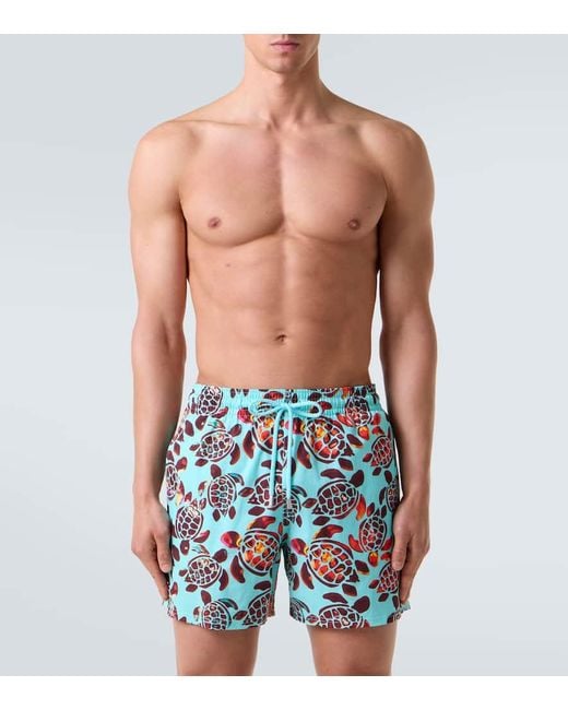 Vilebrequin Blue Moorise Printed Swim Trunks for men
