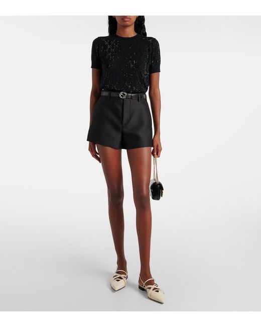 Gucci Black Gg Crystal Wool Top