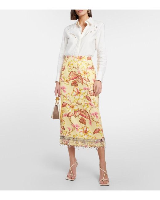 Zimmermann Metallic Matchmaker Floral Diamante Midi-Skirt