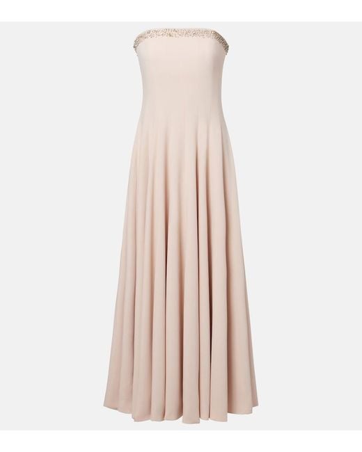 Costarellos Pink Aldina Crystal-Embellished Crepe Midi Dress