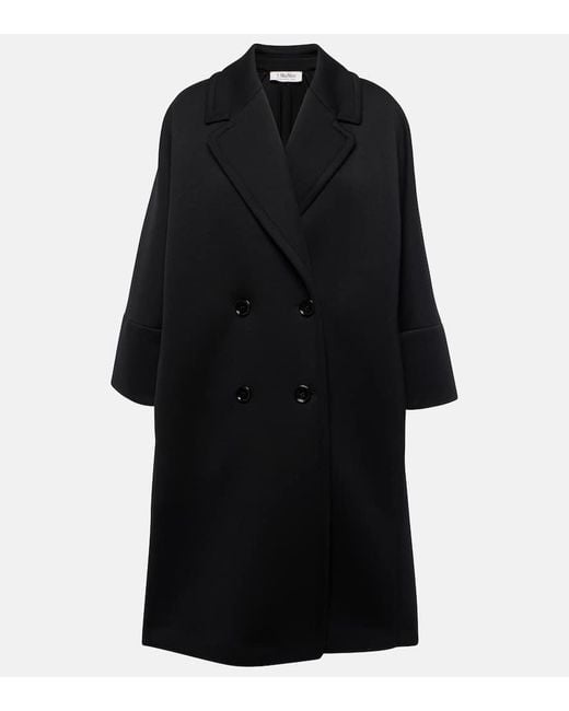Max Mara Black Double-Breasted Jersey Coat