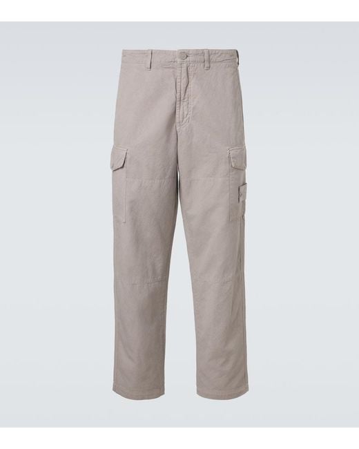 Stone Island Gray Cotton And Linen Canvas Cargo Pants for men