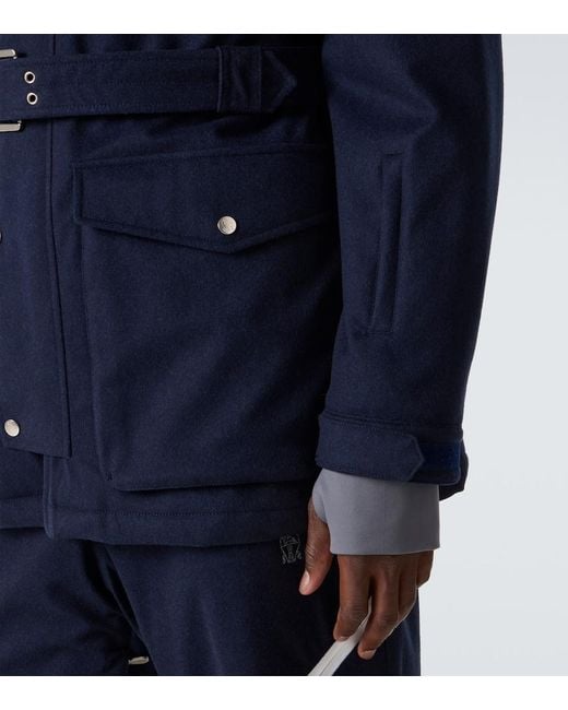 Brunello Cucinelli Blue Wool Ski Jacket for men