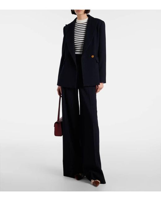 Max Mara Blue Weite Hose Osol Aus Einem Wollgemisch