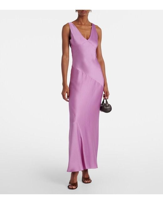 Max Mara Purple Pilly Paneled Satin Slip Dress