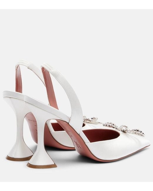 AMINA MUADDI Pink Rosie 95 Satin Slingback Pumps