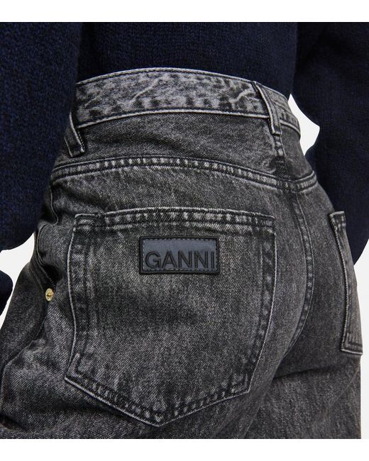 Jeans cargo a vita alta di Ganni in Gray