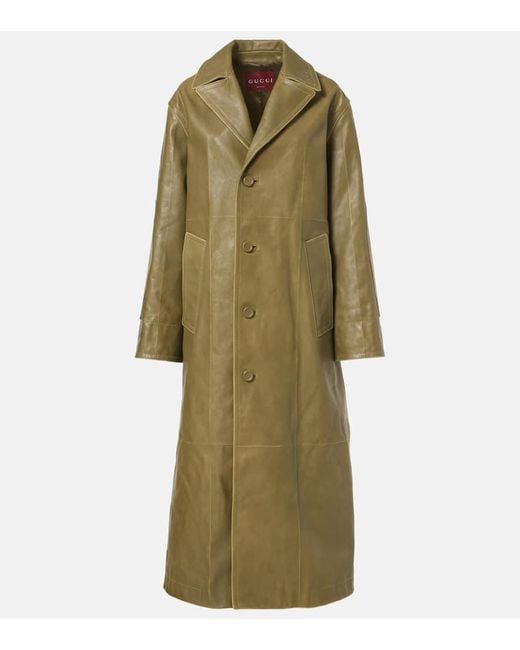 Gucci Green Mantel Aus Leder