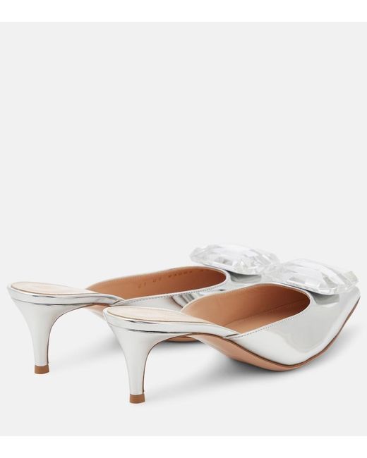 Gianvito Rossi White Jaipur 55 Embellished Metallic Leather Mules