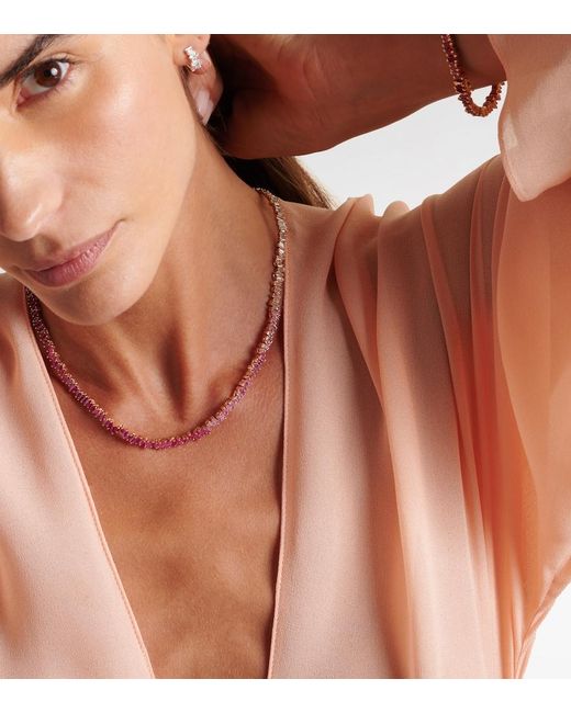 Suzanne Kalan Metallic Bold 18Kt Rose Tennis Necklace With Sapphires And Diamonds