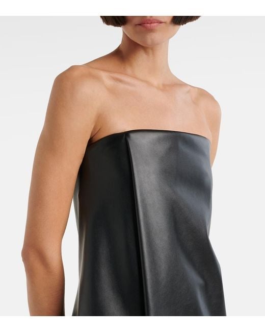 SPORTMAX LOCARNO フェイクレザ- ミニ丈ドレス Sportmax Locarno Faux Leather Minidress in Black | Lyst