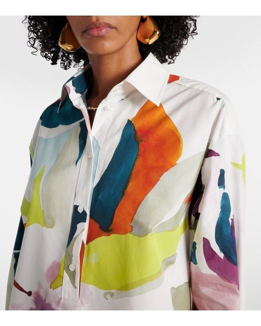 Max Mara Blue Verace Printed Cotton Top