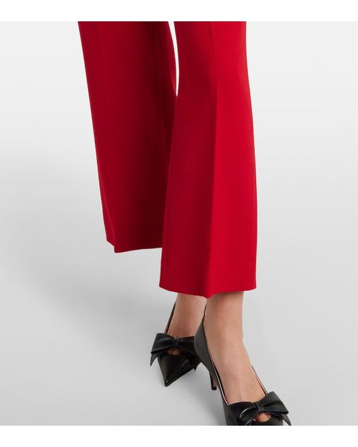 Valentino Red Vlogo Cropped Virgin Wool Crepe Straight Pants