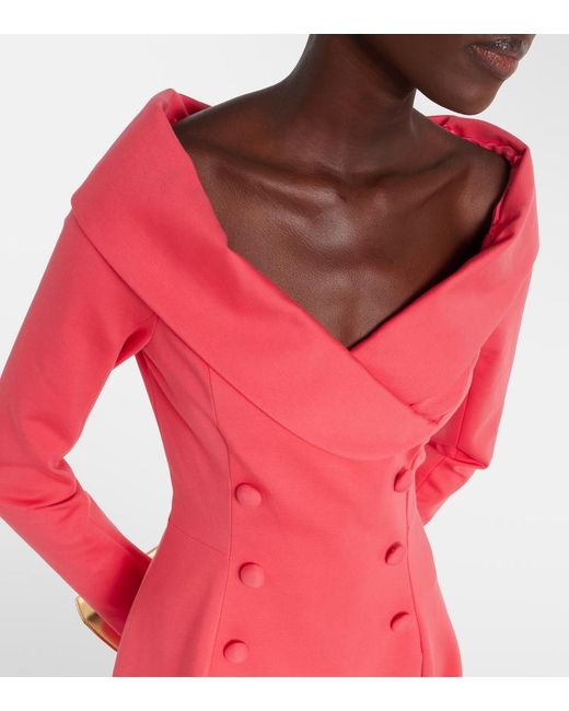 Dorothee Schumacher Red Off-Shoulder Midi Dress