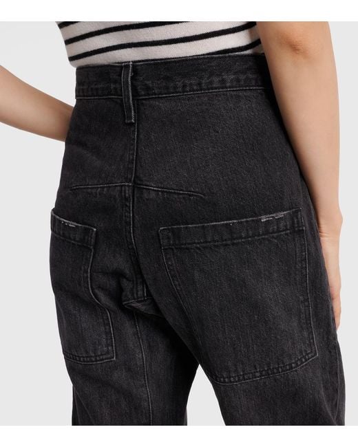 Nili Lotan Black Shon Mid-Rise Barrel-Leg Jeans