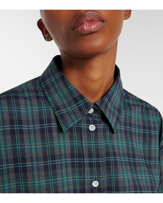 Rohe Green Checked Oversized Wool-Blend Shirt