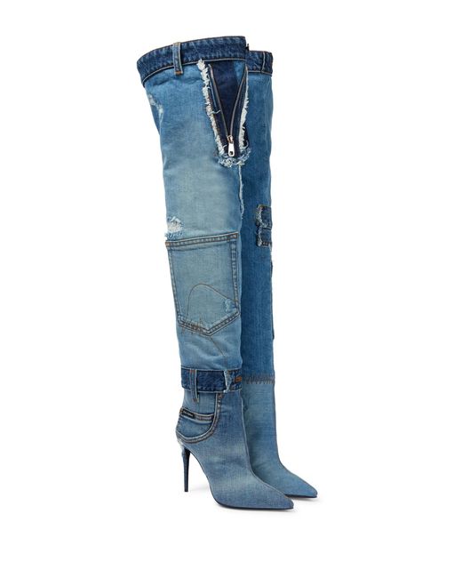 Dolce & Gabbana Blue Cardinale 105 Denim Over-the-knee Boots