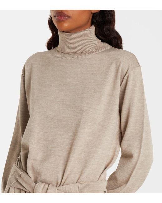 Lemaire Natural Trompe L'Oil Wool-Blend Midi Dress