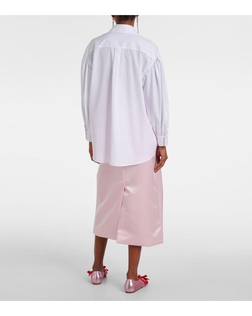 Simone Rocha White Floral-Applique Cotton Shirt