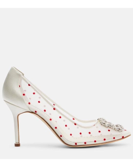 Pumps Hangisi 90 A Pois di Manolo Blahnik in Metallic