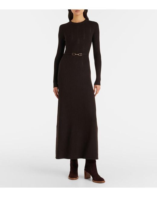 Gabriela Hearst Black Imagene Rib-Knitted Wool Midi Dress