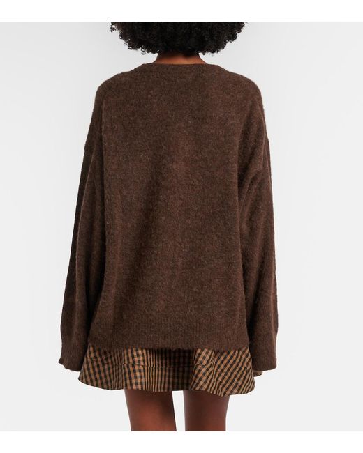 Ganni Red Printed Alpaca And Wool-Blend Sweater