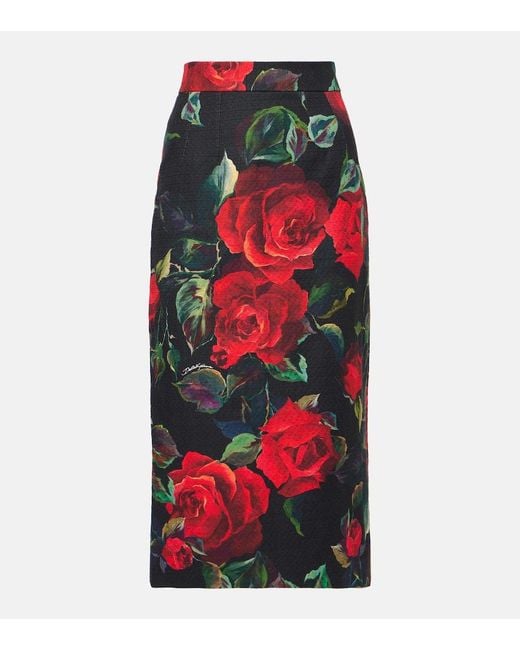 Dolce & Gabbana Red Bedruckter Bleistiftrock