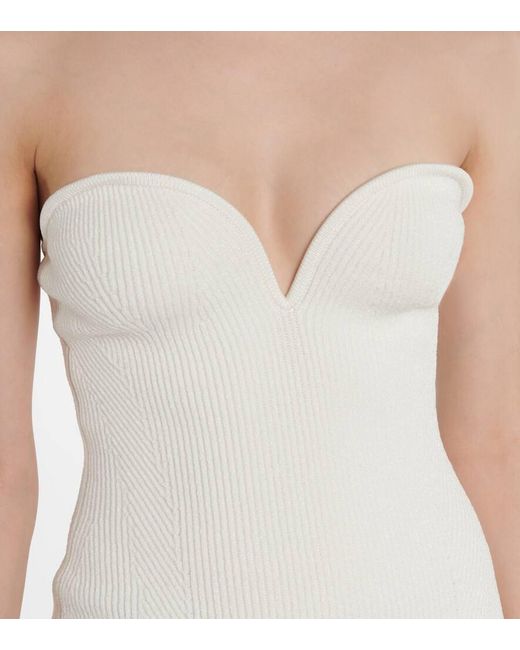 Galvan White Thalia Strapless Midi Dress