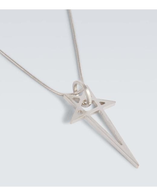 Rick Owens White Pentagram Sterling Silver Necklace for men