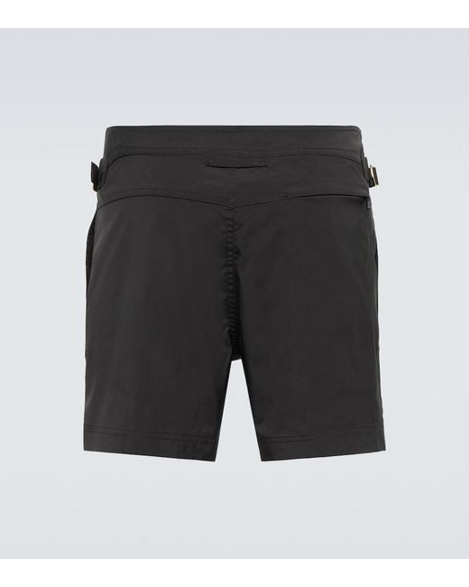 Tom Ford Black Side-Buckle Swim Trunks for men