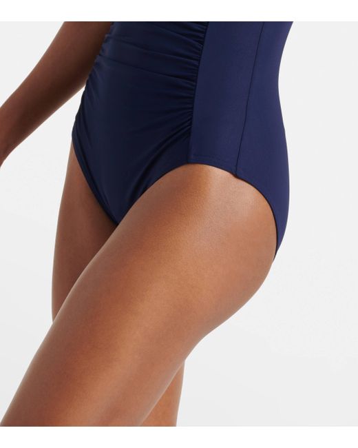 Karla Colletto Blue Ruched Swimsuit