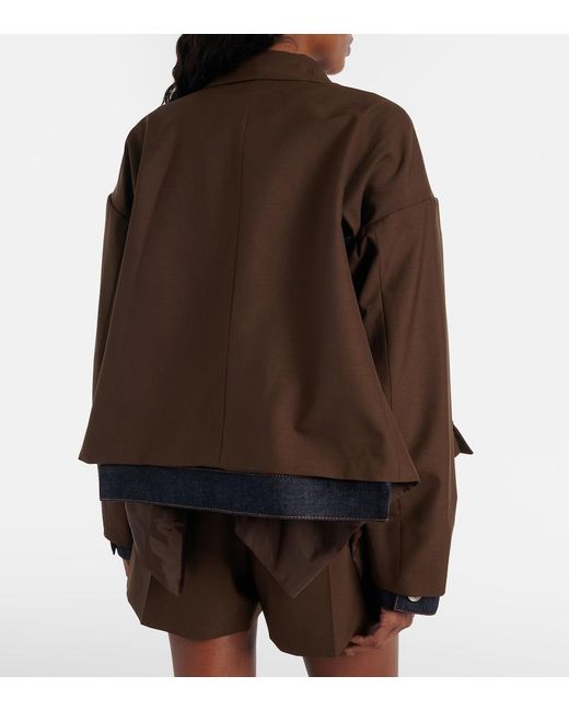 Sacai Brown Denim-Trimmed Jacket
