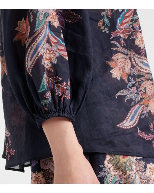 Zimmermann Multicolor Bedruckte Bluse Rhiannon Aus Ramie