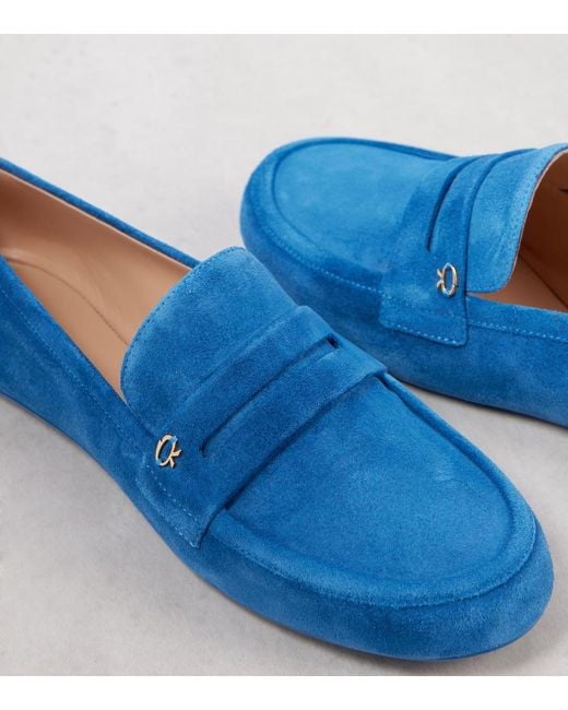 Gianvito Rossi Blue Suede Loafers