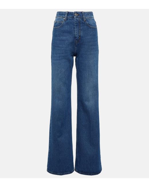 AMI Blue High-rise Straight Jeans