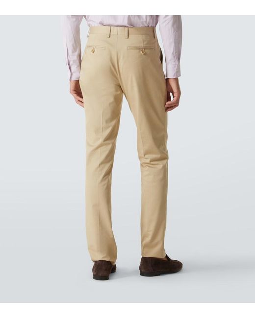 Etro Natural Slim-Fit Cotton-Blend Gabardine Trousers for men