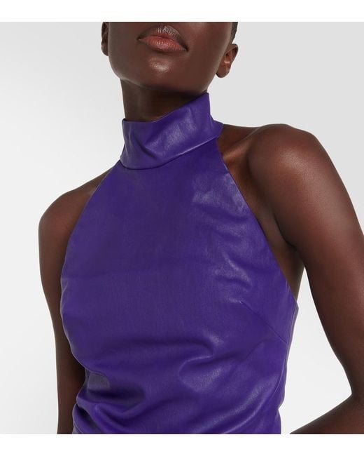 Stouls Purple Vicky Halterneck Leather Top