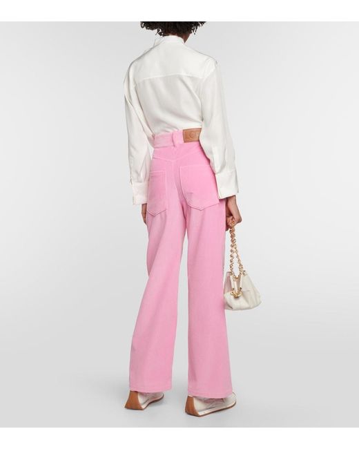 Loewe Anagram Corduroy Wide-leg Pants in Pink | Lyst