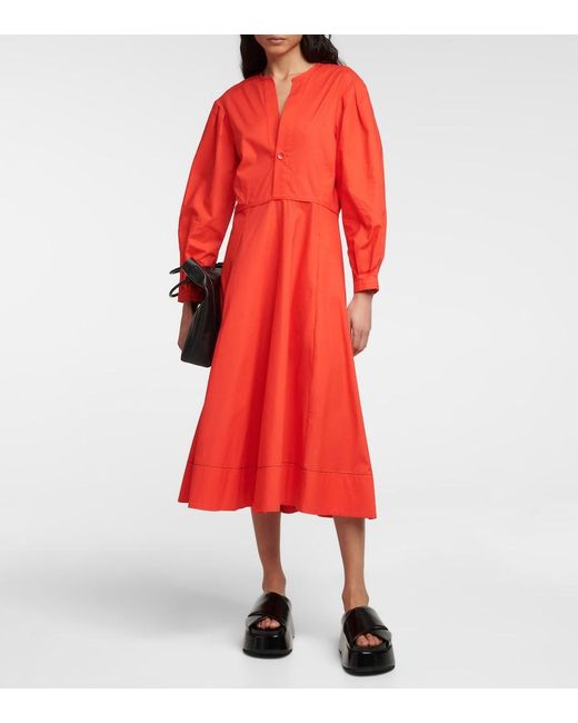 Proenza Schouler Red White Label Cotton Poplin Midi Dress