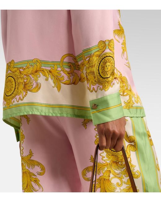 Versace Yellow Printed Silk Twill Shirt