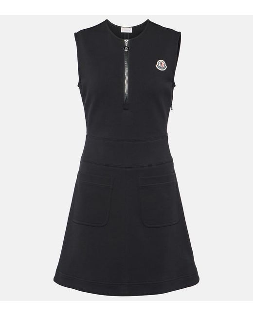 Vestido corto de mezcla de algodon Moncler de color Black